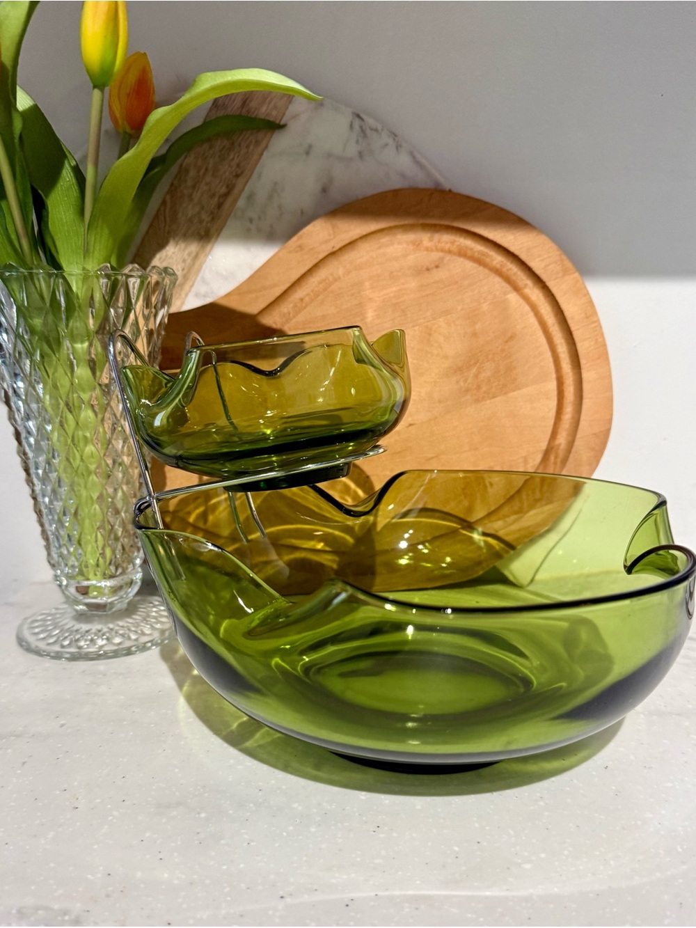 1970’s Anchor Hocking “Accent Modern” 
Chip n’ Dip Set